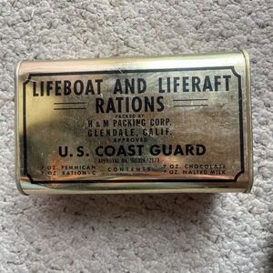 US Coast Guard Life Boat rations 1965 unopened Nice Markings Very Nice WWII